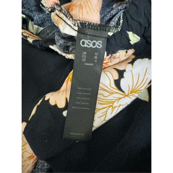 ASOS Skirt Womens Size 6 Black Floral Print Mini Skirt Viscose Flowy Summer - Picture 6 of 11